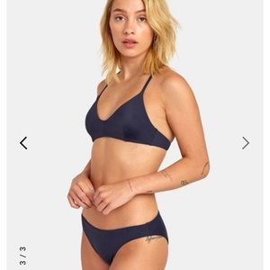 Rvca surf bikini bottom solid full navy blue swimsuit